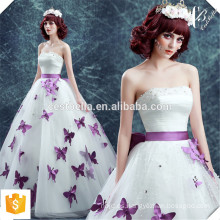 Vestido de bola de la tarde de la perla con la mariposa púrpura de vestidos de noche del hombro